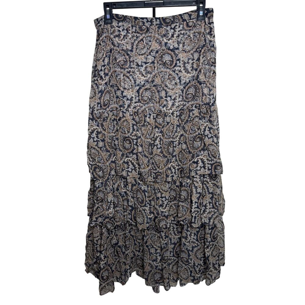 Veronica Beard Paisley Silk Ruffle Tiered Skirt Size 8